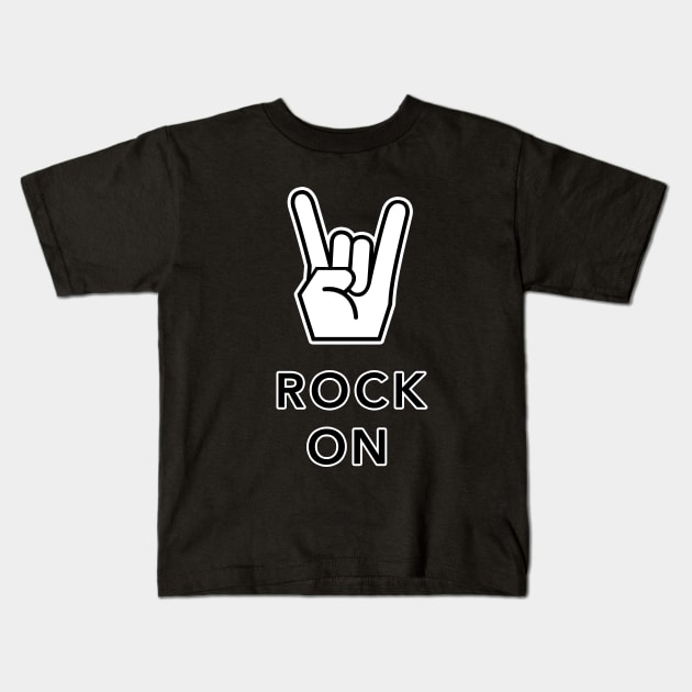 Rock On Hand Sign Kids T-Shirt by vladocar